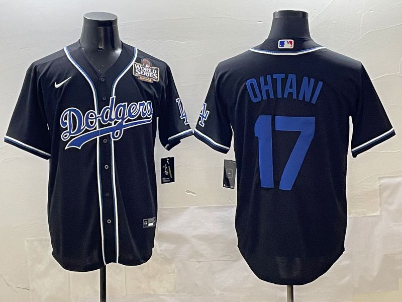 Men Los Angeles Dodgers #17 Ohtani Black blue Three generations Nike 2025 MLB Jersey style 10->los angeles dodgers->MLB Jersey